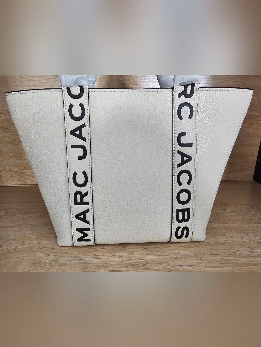 Marc Jacobs Marshmallow Pebbled Leather Tote with Logo Straps